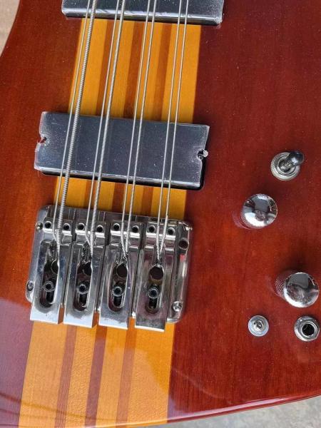 Custom 24 Frets Neck Thru Body Abalone Neck Inlay 8 Strings Electric Bass Guitar