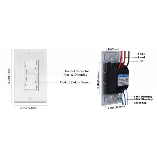 ETL Certified 0-10V Dimmer Switch with 300W Max Load and IP44 Rating for LED Lighting Control