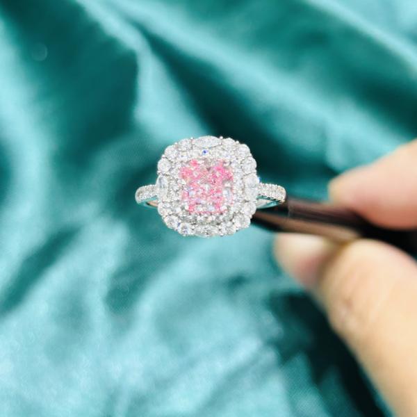 Fantasia clássica Diamond Ring do coxim do rosa do solitário de Diamond Jewelry do laboratório do projeto da joia