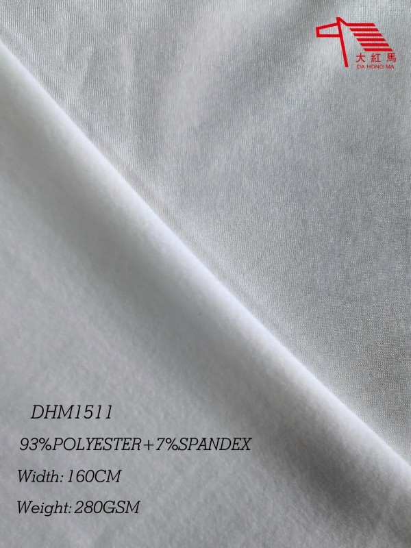 Sportswear Stretch Knit Fabric One Side Brushed One Side Plain 280GSM 93% Polyester 7% Spandex