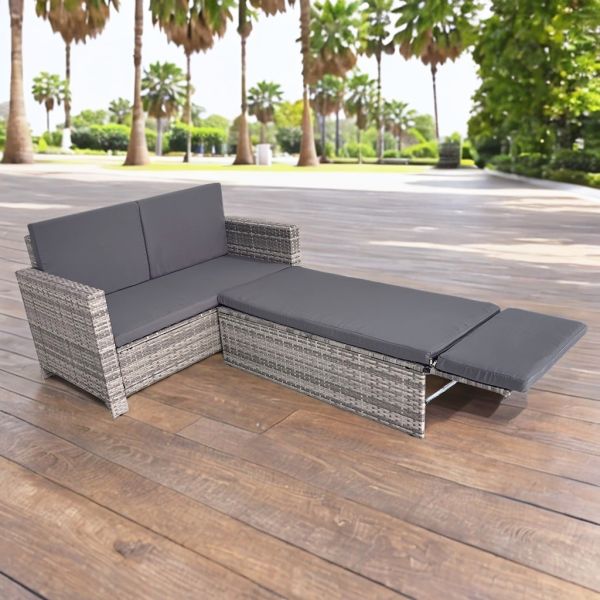 Furniture Wholesaler Outdoor Living Seating Sectional Poly Rattan Wicker Garden Chair China Customized Love Chair and Bench