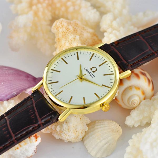 Silver Or Glod Alloy Quartz Watch / Mens Watches Brown Leather Strap