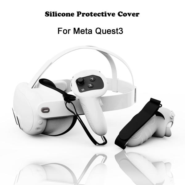Silicone Controller Cover For Meta Quest 3 Anti-Throw Protective With Wrist Knuckle Strap