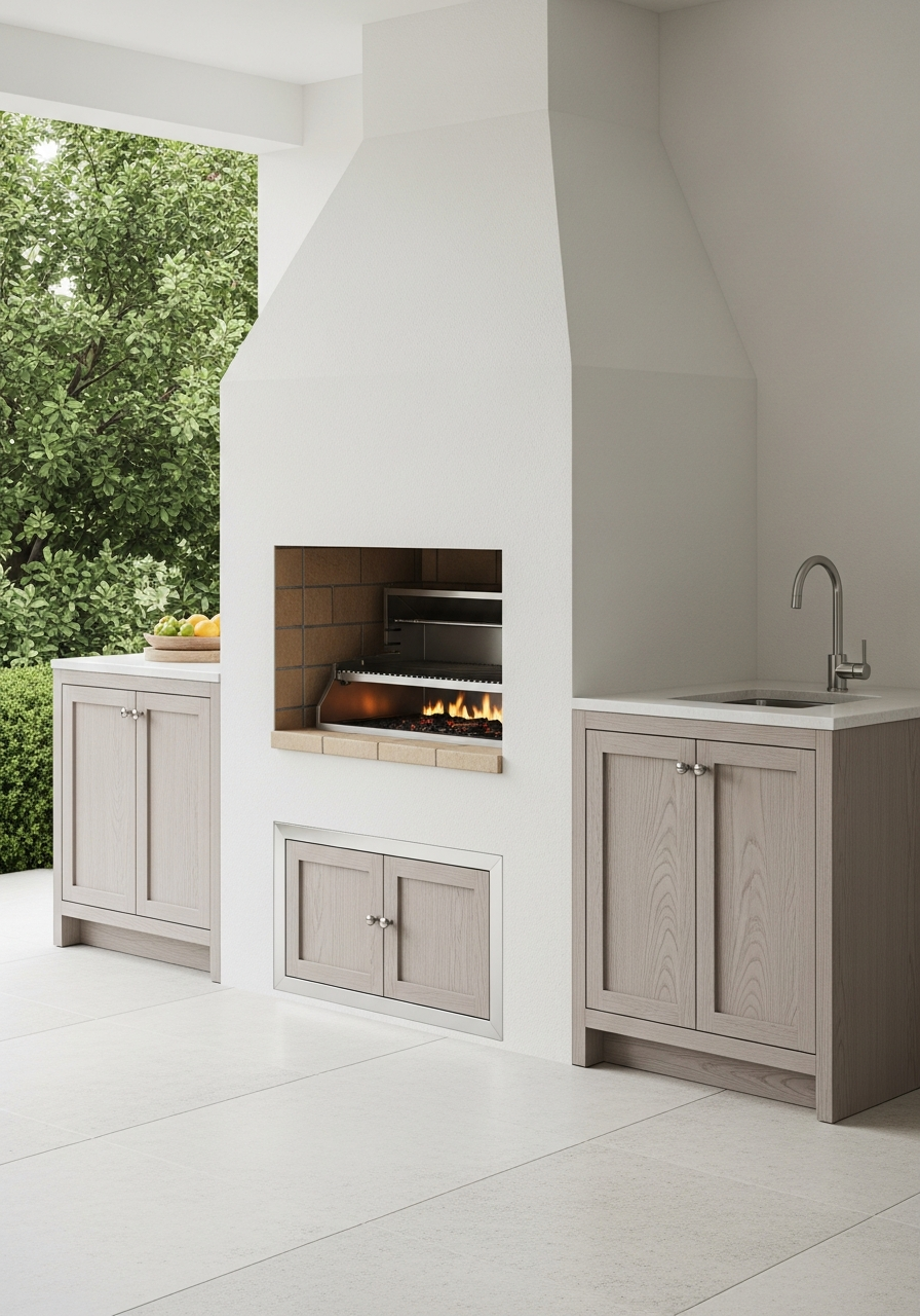 Whitewashed Ash Outdoor Kitchen & Grill Station in 304 Stainless Steel