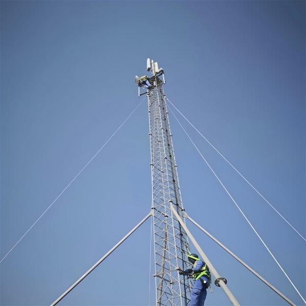 Gsm 20 25m 30M Guyed Wire Tower  Triangle Mast Lattice Steel Towers