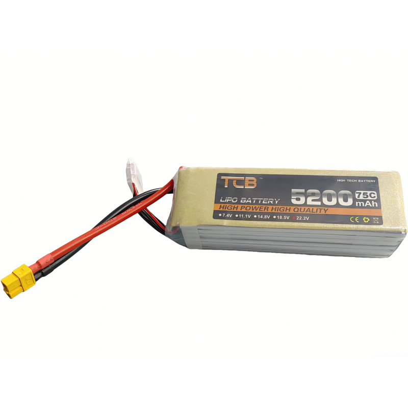 5200mAh 6S 22.2V 75C Discharge Rate FPV Drone LiPo Battery for Racing Drones