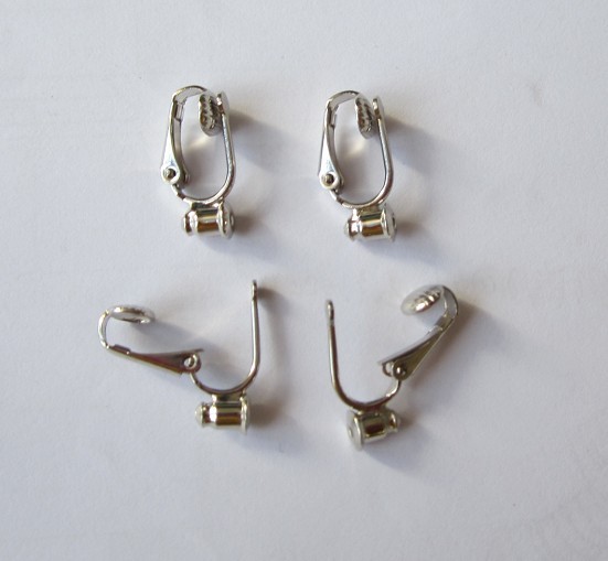 14mm Clip On Leverback with 4mm Half Round Silver Earwires, Ear Wires Earring Clips
