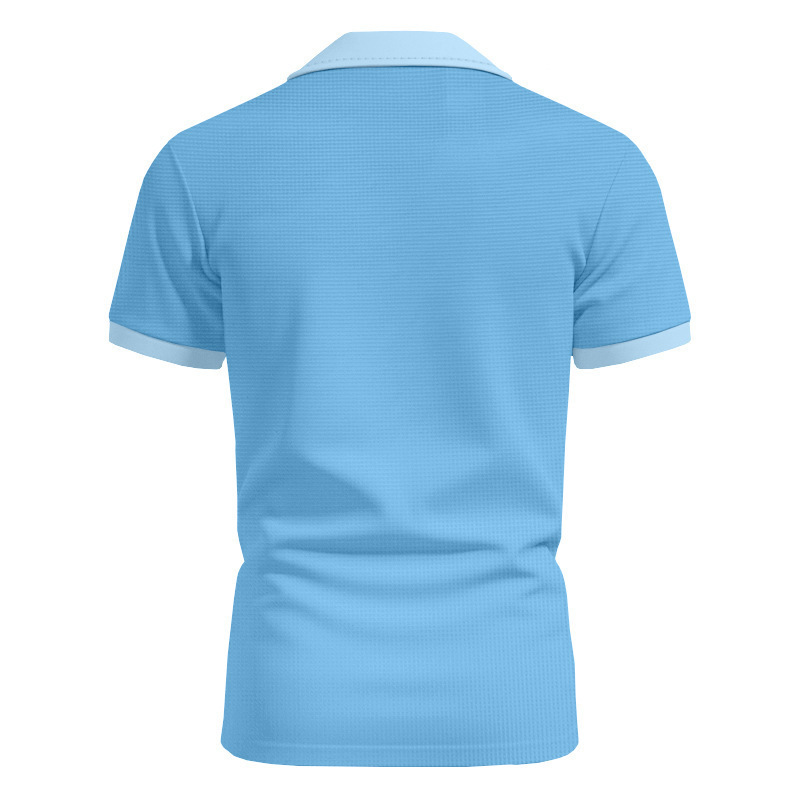 Men's Textured Mesh Knit Polo Shirt with Classic Collar and Breathable Fabric