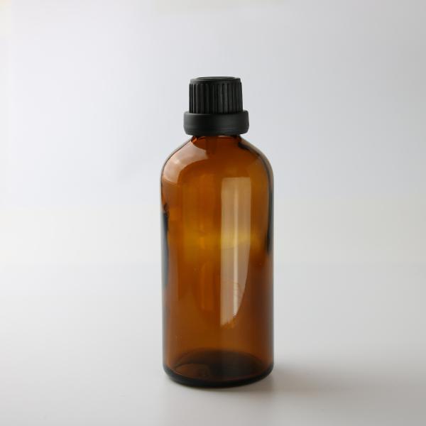 Clear Amber Glass Essential Oil Bottles 50ml 100ml 200ml With Black Cap