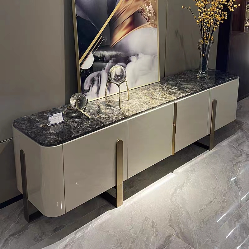 Marble Face Luxury Sideboard Cabinets With Drinks Fridge