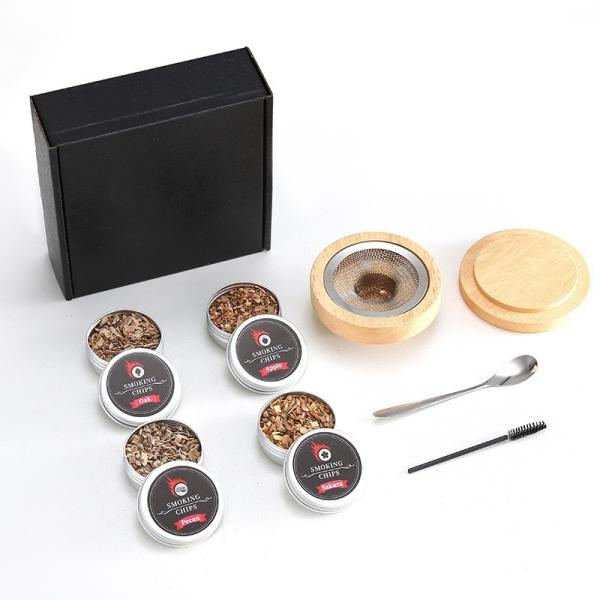 Hot Sale Wooden Cocktail Smoker Kit with Wooden Box Premium Wood Shavings and Essential Bar Tools