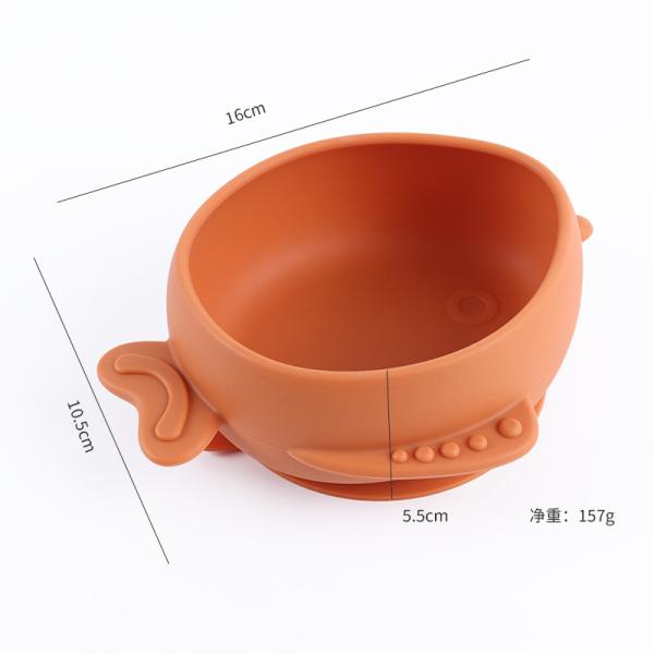 Soft Silicone Children Cartoon Fish Shaped Sucker Bowl Food Grade Silicone Children'S Tableware Bowl