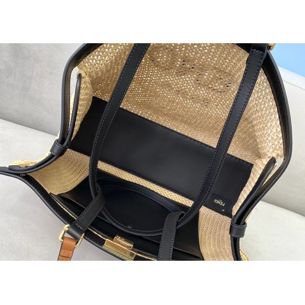 Peekaboox Apricot 41cm Hand Woven Tote Bag Lazy French Style