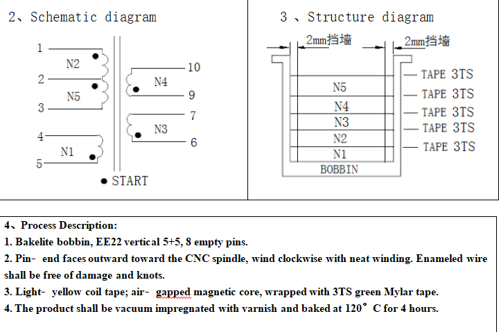 ZXY EE22 Vertical PCB Mount Ferrite Core High Frequency Transformer for Switching Power Supply