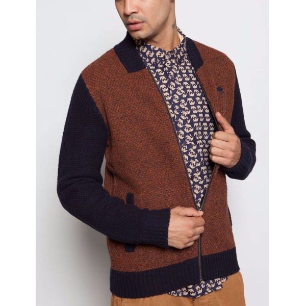 Knitted Mens Cardigan Sweaters , Multi Color Zippered Cardigan Sweater