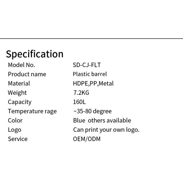 160L HDPE Blue Drum Plastic Chemical Containers With Iron Hoop Ring