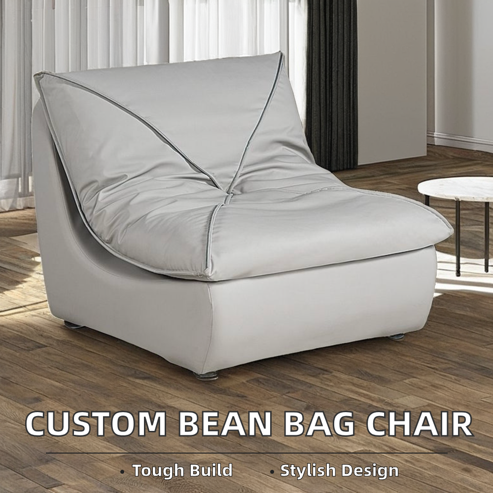 Customizable Modern Compression Bean Bag Chair Light Gray High Density Sponge Square for Warehouse Villa School Park Workshop