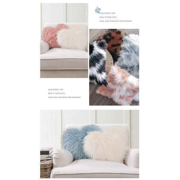 Custom Square Shape Faux Sheepskin Throw Pillow Covers  gradient Removable Washable