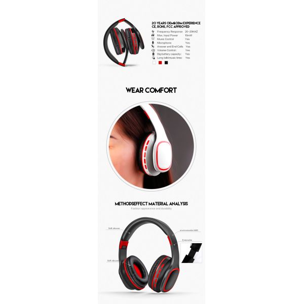 OEM Logo Wireless Bluetooth Headset Factory Over Ear Headband Noise Cancelling Earphones
