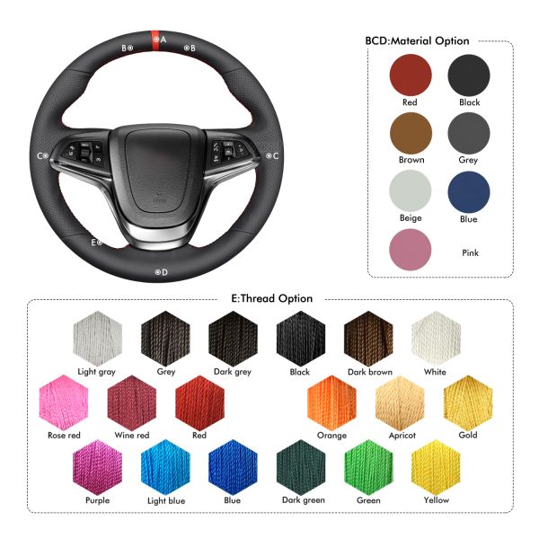Mewant Car Accessory Interior Black Genuine Leather Hand Sewing Steering Wheel Cover for Holden Calais Commodore Ute 2013-2017