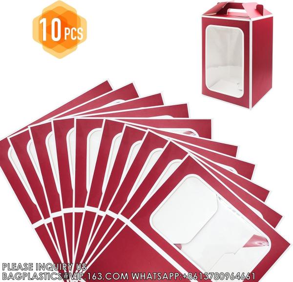 Large Gift Boxes, Tote Paper Bags With Transparent Window Flower Bouquet Paper Gift Bags With Handles, Party Bag