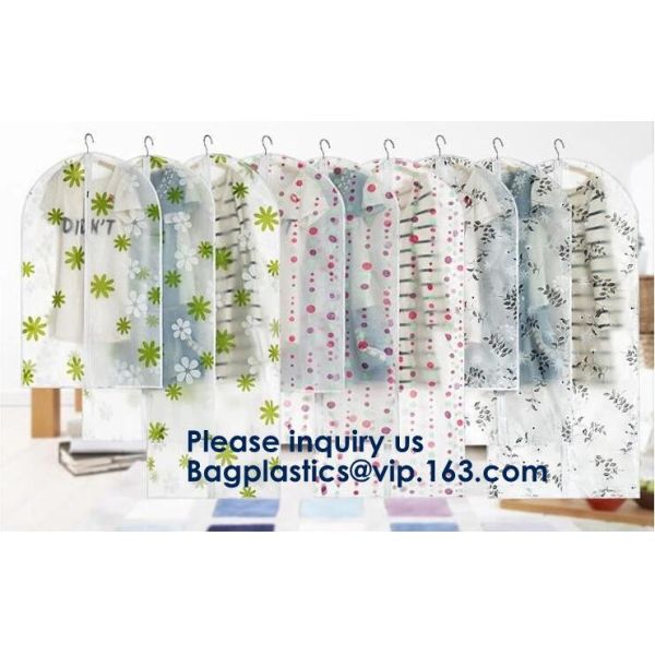 Vinyl Garment Suit Bag With Pocket,Printed Zipper Garment Clothing Fodable Bag,Side Zipper Clothes Cover Travel Storage