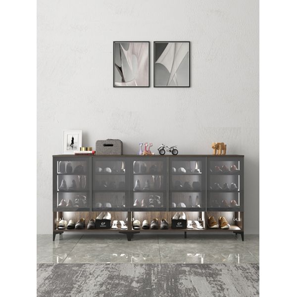 15mm MDF Wooden Large Capacity Shoe Cabinet Rack Heatproof Woodgrain