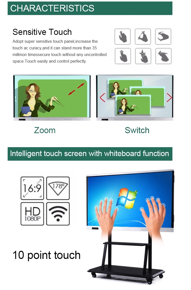 Signage UHD умное Whiteboard 75 цифров касания дюйма Multi взаимодействующее
