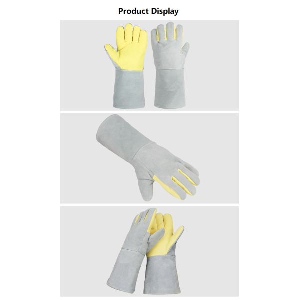Cow Leather Aramid Fiber Gloves 500℃ Heat Resistant High Temperature Operating