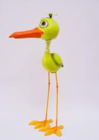 Le jardin en métal de fer d'ODM ornemente le grand oiseau vert en métal fait main