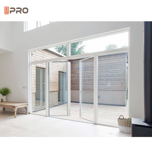 White Aluminium Hinged Patio Doors Gold Glass Shower Home Door
