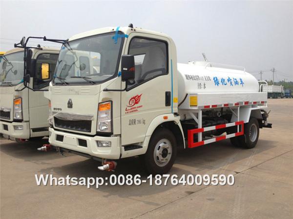 Water tanker truck 116hp Engine 4x2 6 Speeds 5m3 Water Bowser Truck Sinotruk liquid tank truck Howo 7995kgs