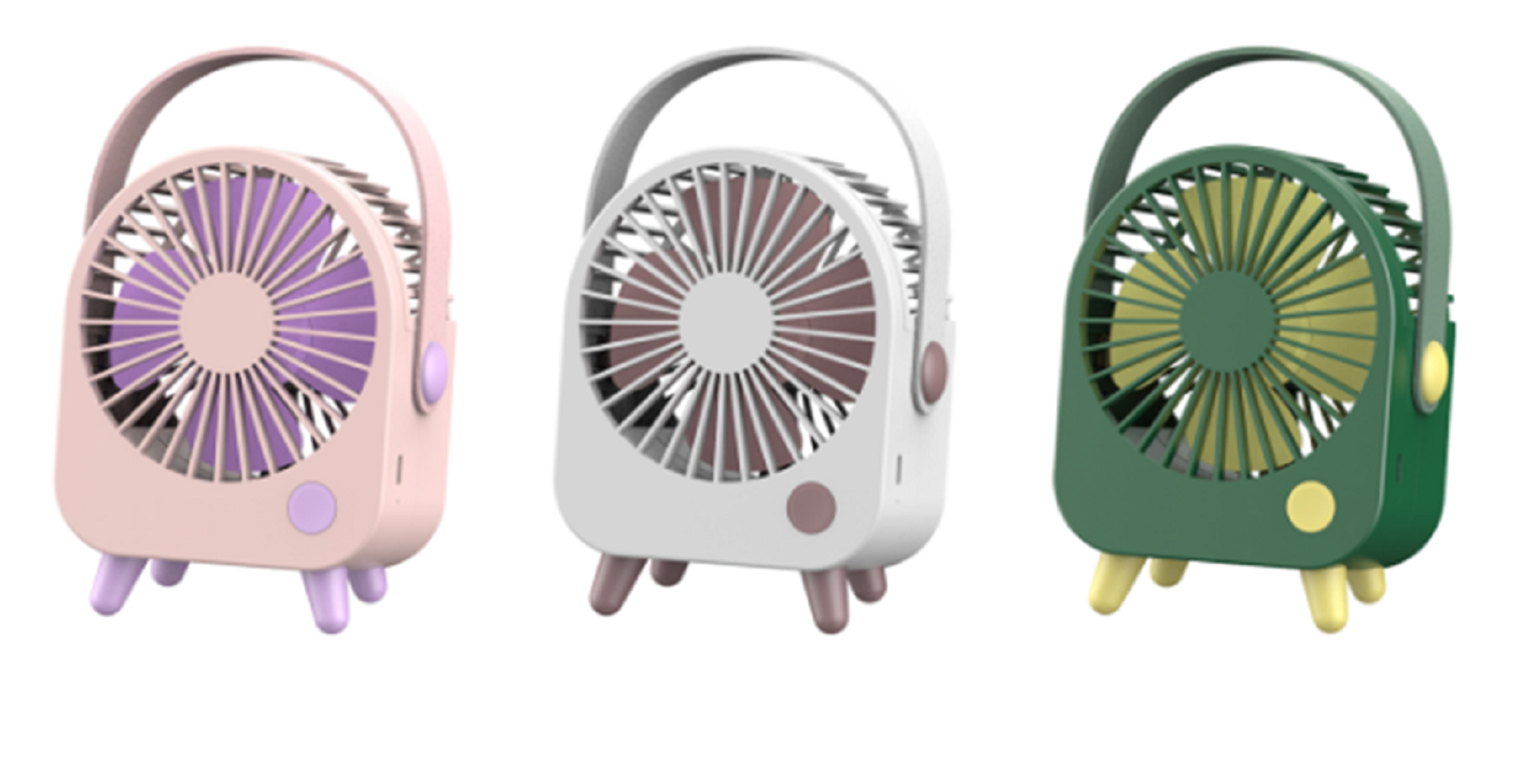 ETEK Brushless motor desktop fan with leather accent,1200mAh battery, 3-speed modes, 218g net weight(Pink/Green/White)