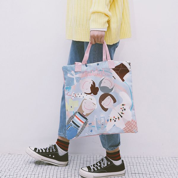 Japanese lovely art canvas single-shoulder bag spray figure cross-body bag small fresh cartoon lady bag