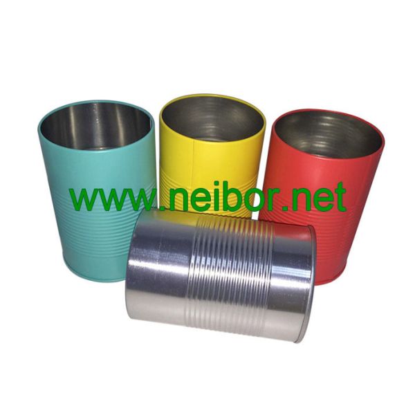 personalized round metal tin pen holder with raised rings