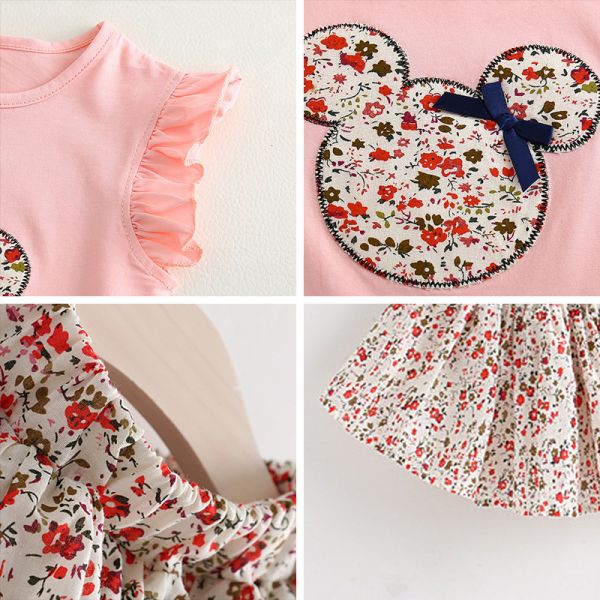 Children'S Outfit Sets Cartoon Floral Top And Skirt Girls Two-Piece