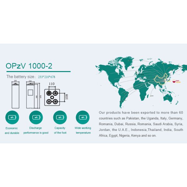 Terminal OPzV Tubular Gel Battery 2V 2500Ah Maintenance Free Inverter Battery