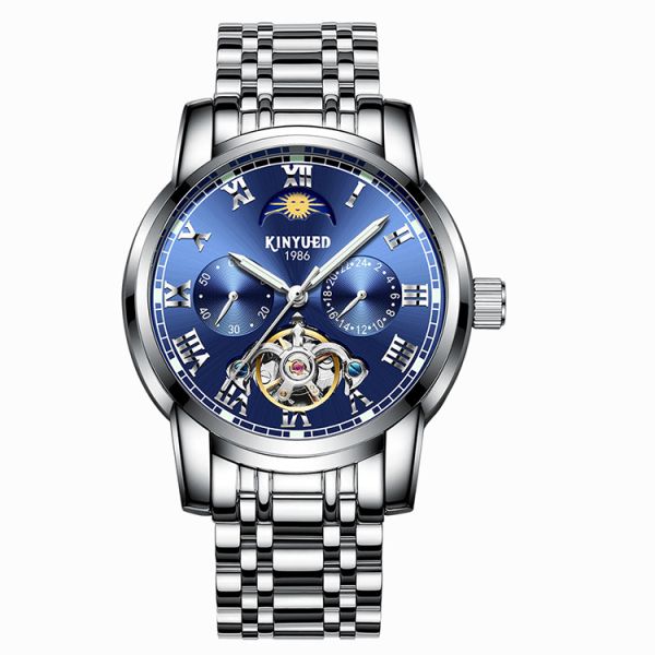 Luxury Mechanical Wrist Watch Tourbillon  Automatic Movement Mens Skeleton Moon Phase Automatic Mechanical Watch