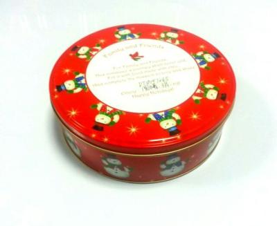 Recipiente do biscoito da lata do cilindro para o feriado do Natal com etiqueta na parte inferior
