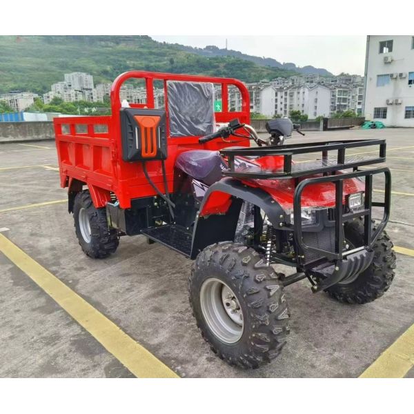Gasoline ATV Cargo Tricycle Three Wheeler 4*4 drive 300cc Water Cooled Engine With Big Booster For All Terrain Transport Purpose
