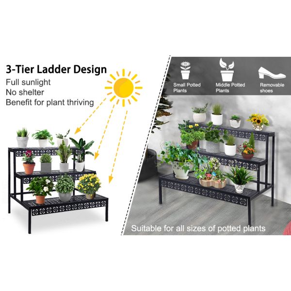 Metal Plant Stand Garden Display Shelf Flower Pot Holder Storage Organizer Rack Indoor Home Outdoor Patio Balcony