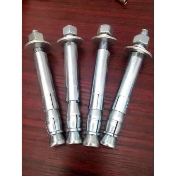 M6-M24 Metal Concrete Wedge Anchors , Hex Anchor Bolt Blue / White Zinc Plated