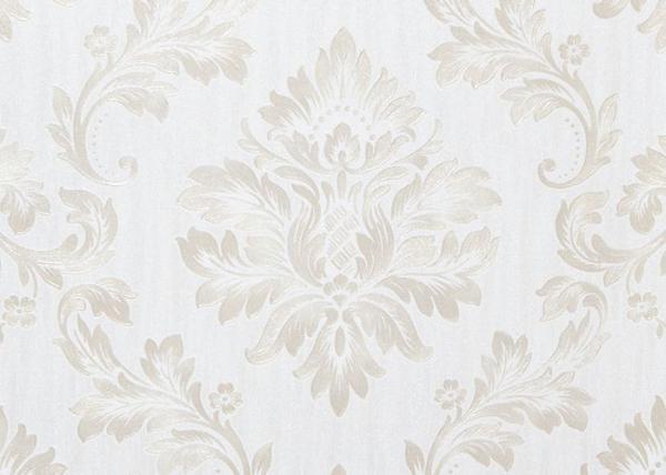 Living Room Washable Vinyl Wallpaper , White Damask Pattern Wallpaper