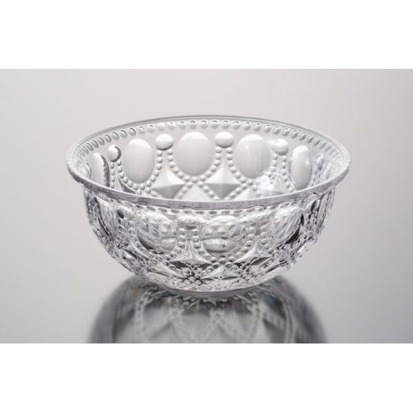 Vintage Glass Kitchen Wares Embossed Pressed Clear Glass Salad Bowls