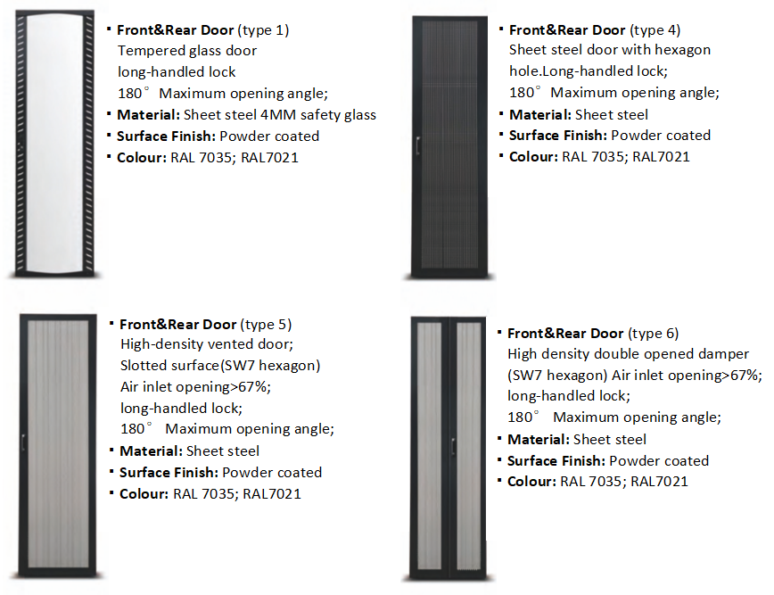 VE Server Rack Cabinet with 1300kg Loading Capacity 24/42U Capacity and SPCC Cold Rolled Steel Construction