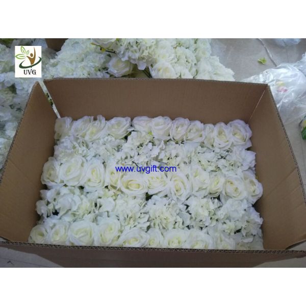 UVG fashionable artificial flower mat carpet in roses and hydrangeas for wedding backdrop wall decoration CHR1136