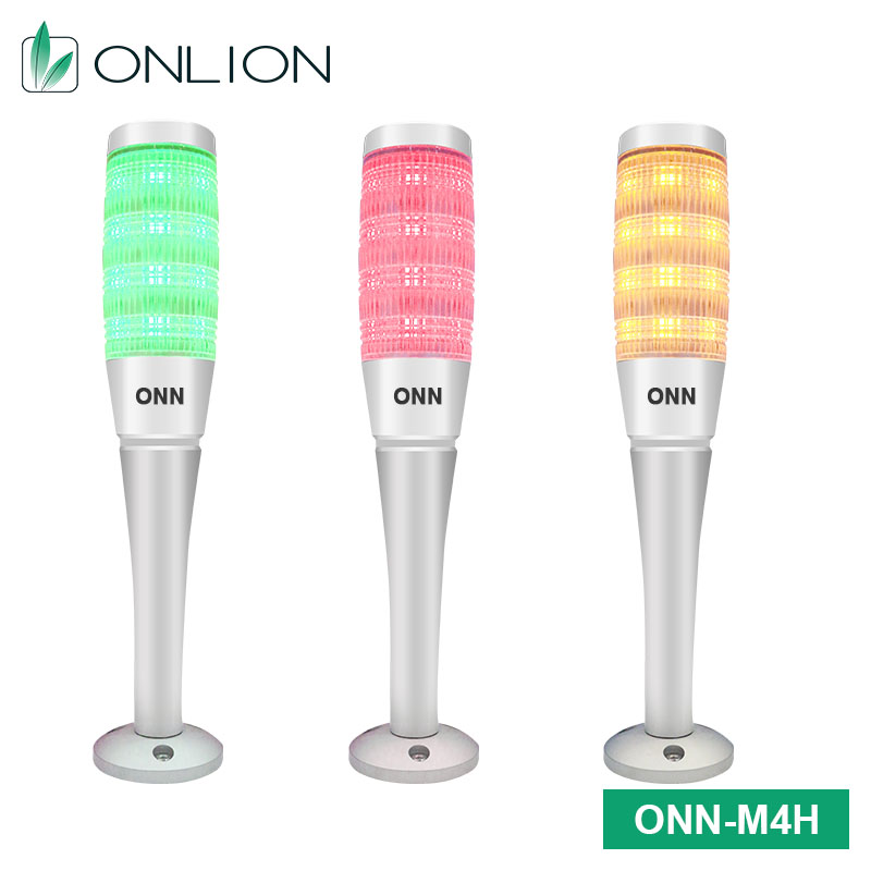 ONN M4S-H LED Machine Tool LED Warning Light DC12V 24V RYG With Buzzer Indicator 360 Beam Angle For Automation Equipment
