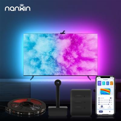 Luzes de LED de TV de imersão Rgbic Wi-Fi, luz de fundo de TV de LED RGB com câmera