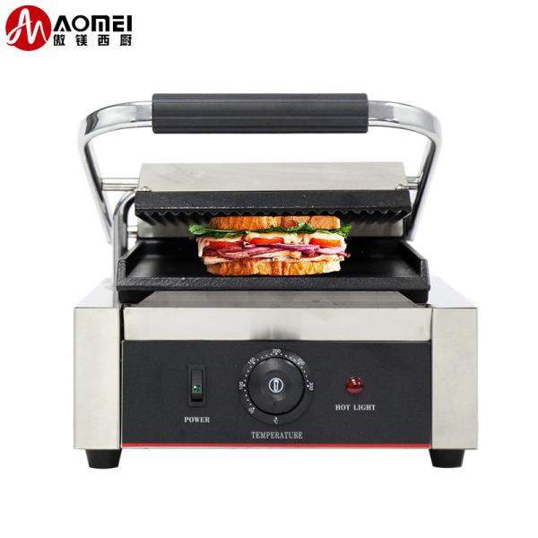 Grelha elétrica comercial Grill de contacto Panini portátil 305*340*190mm 10,8kg