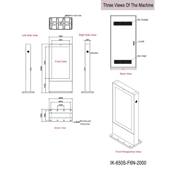 65 Inch Outdoor LCD Screen Advertising Kiosk Floor Standing IP65 Waterproof